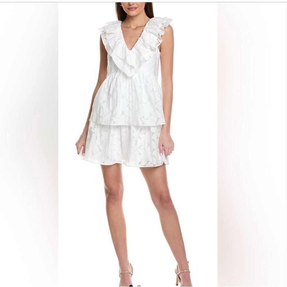 Lilly Pulitzer Ritamarie V-Neck Lined White Ruffle Mini Dress Size 16 NWT